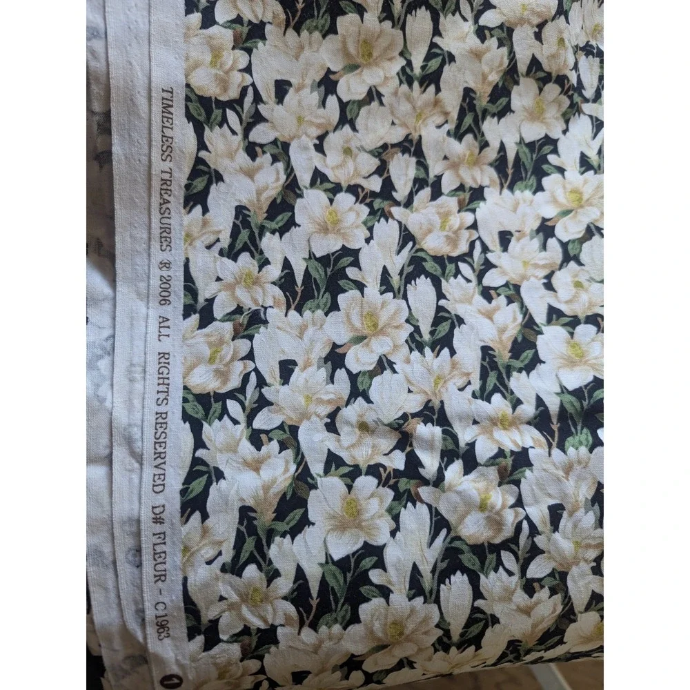 Timeless Treasures‎ Fleur Magnolia Floral Cotton Fabric 42x78 OOP BTY